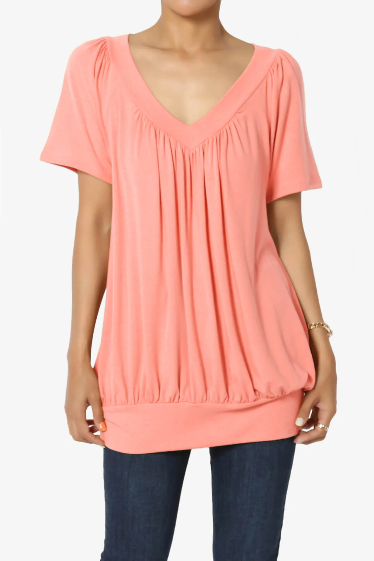 Rezume Shirred V-Neck Blouson Top PLUS