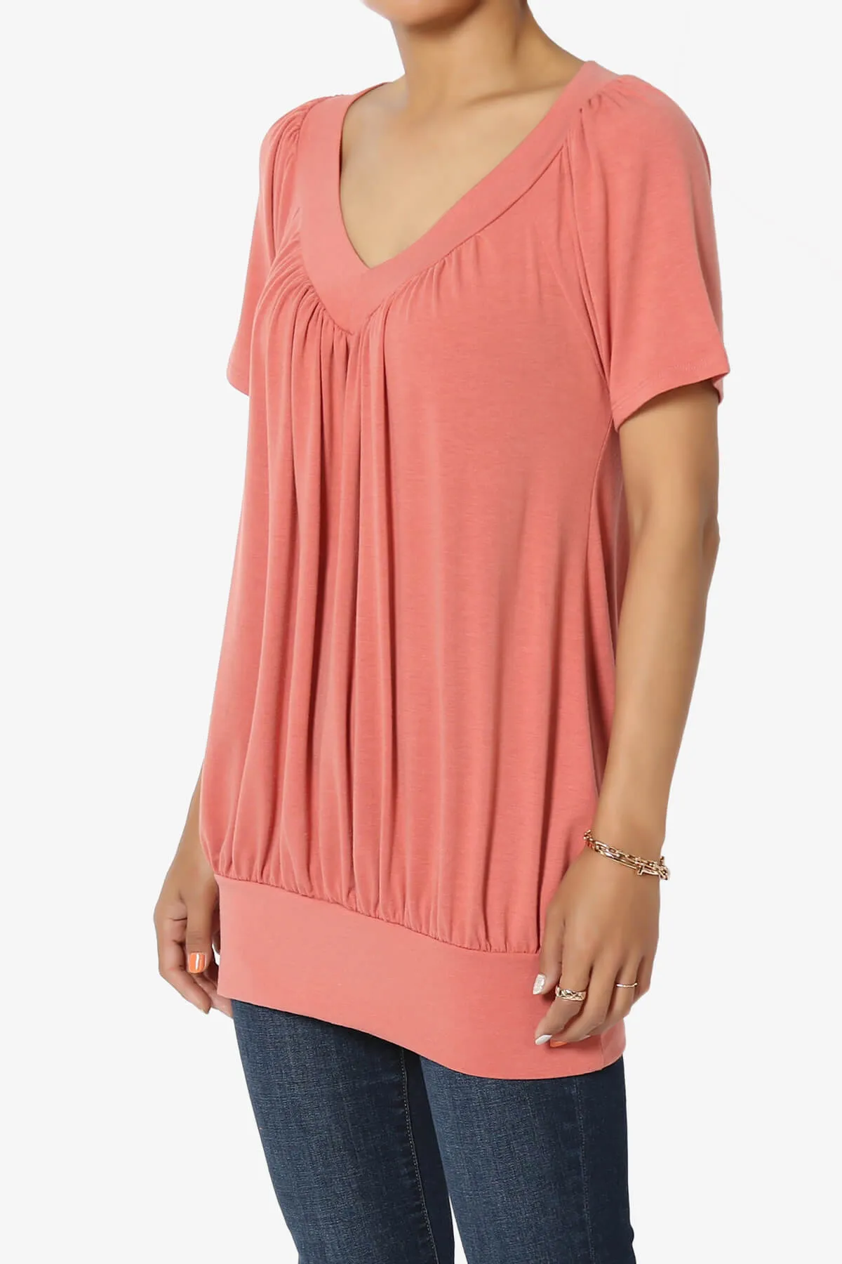 Rezume Shirred V-Neck Blouson Top PLUS