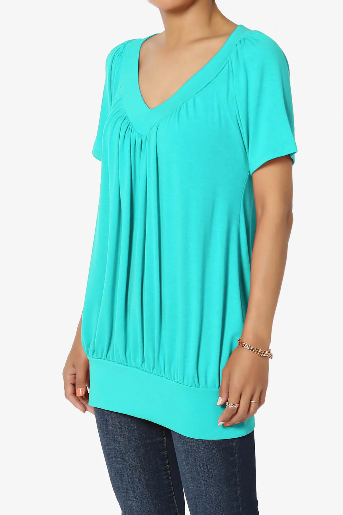 Rezume Shirred V-Neck Blouson Top PLUS