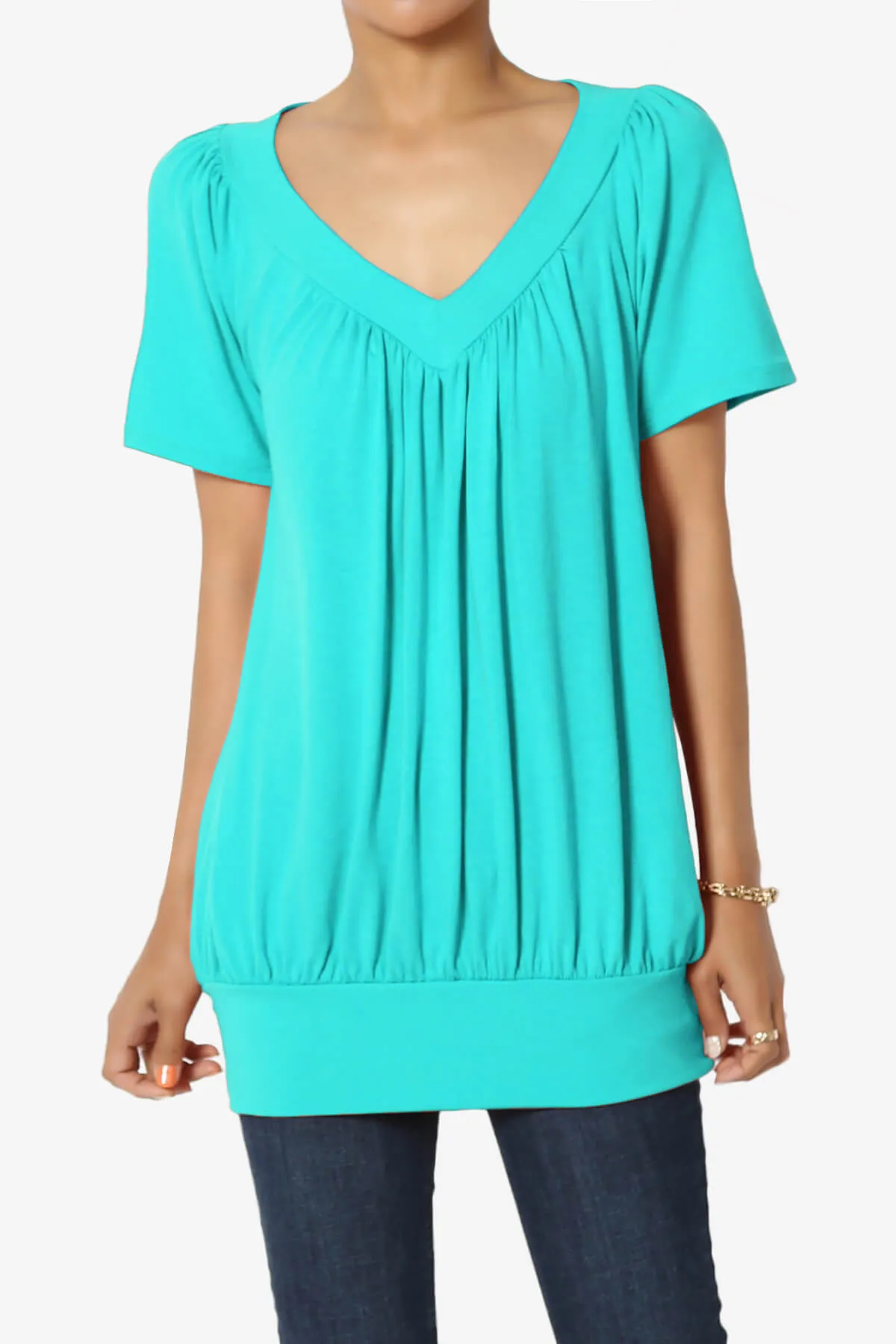 Rezume Shirred V-Neck Blouson Top PLUS