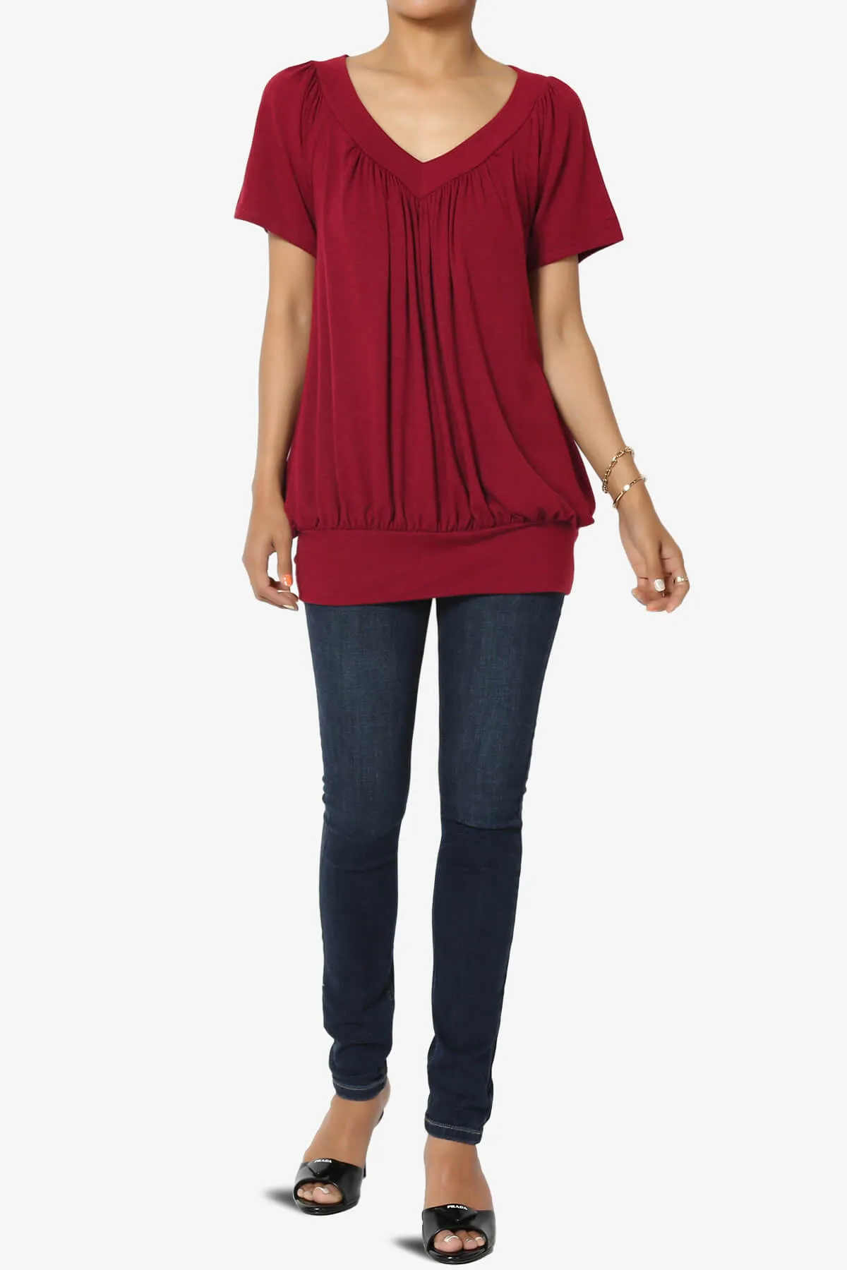 Rezume Shirred V-Neck Blouson Top PLUS