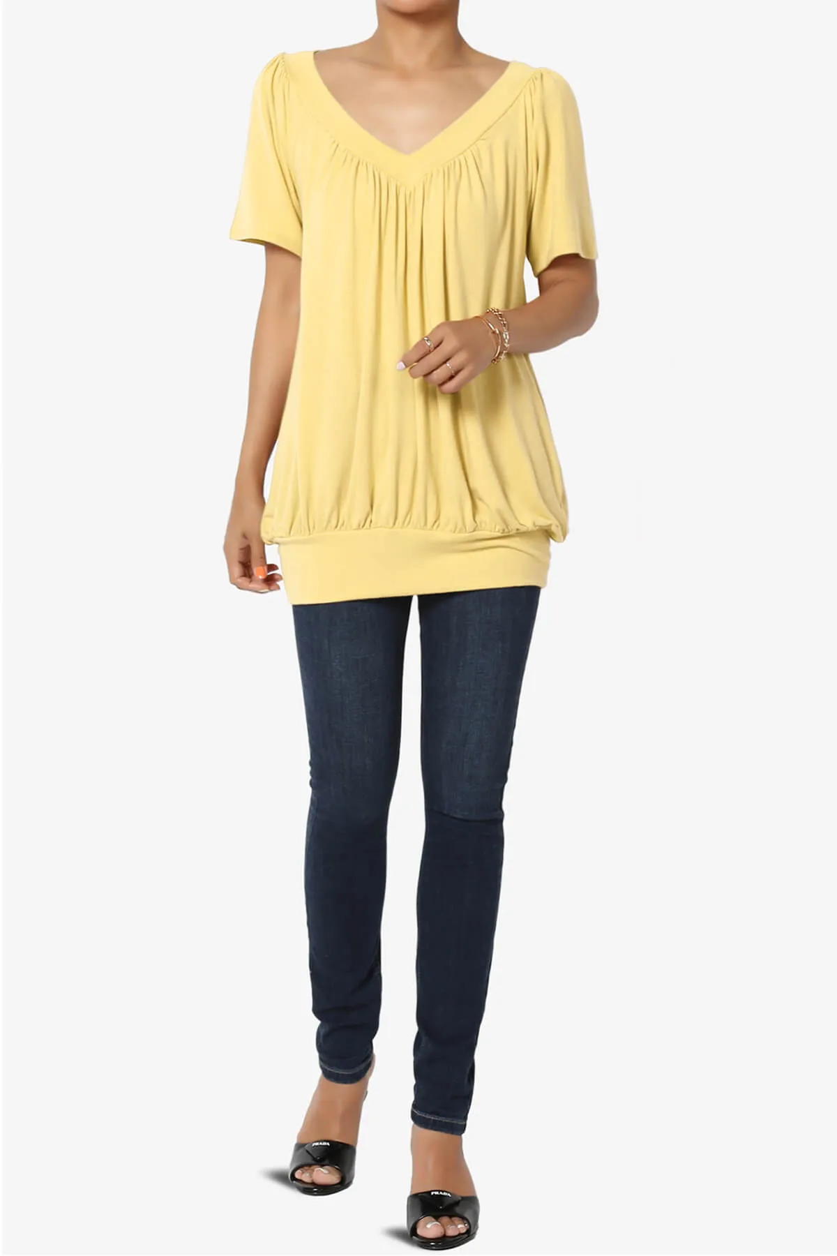 Rezume Shirred V-Neck Blouson Top PLUS