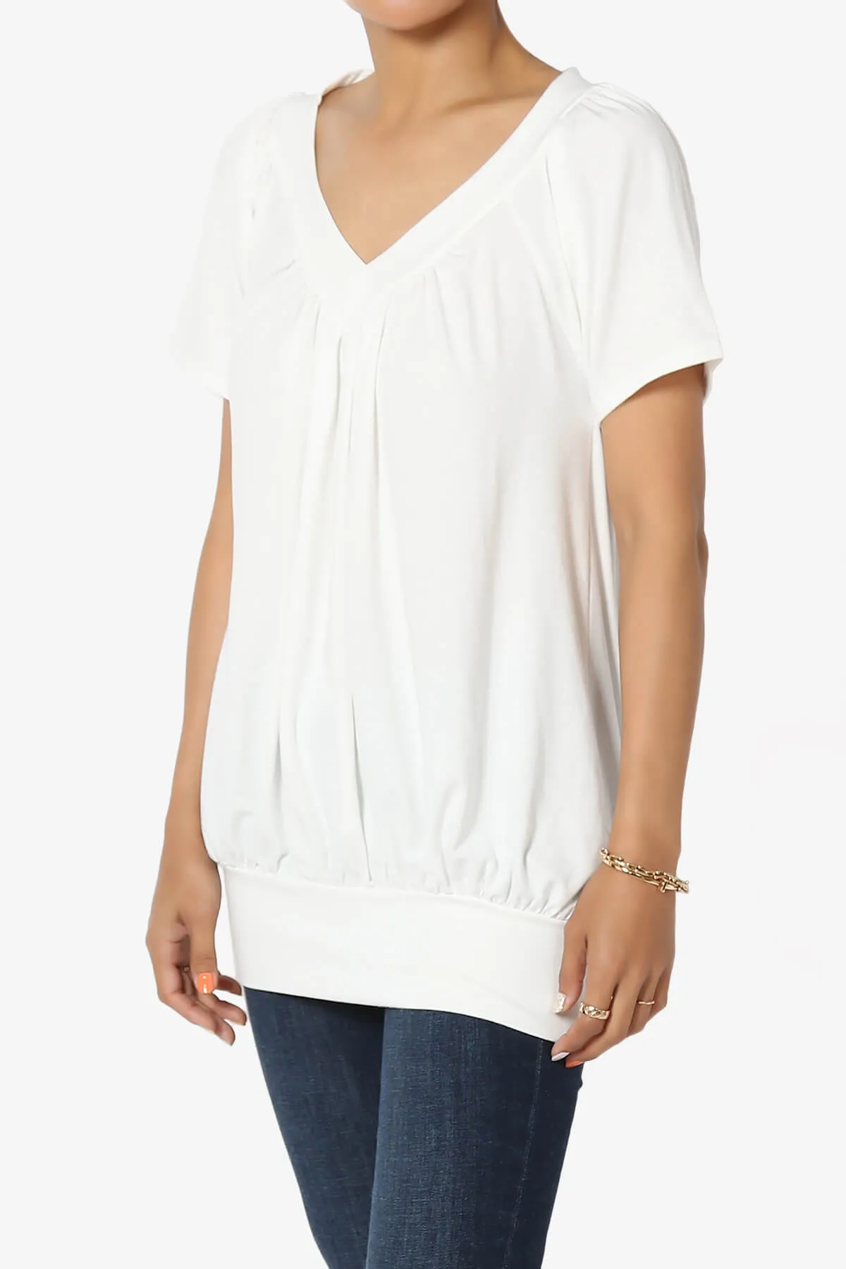 Rezume Shirred V-Neck Blouson Top PLUS