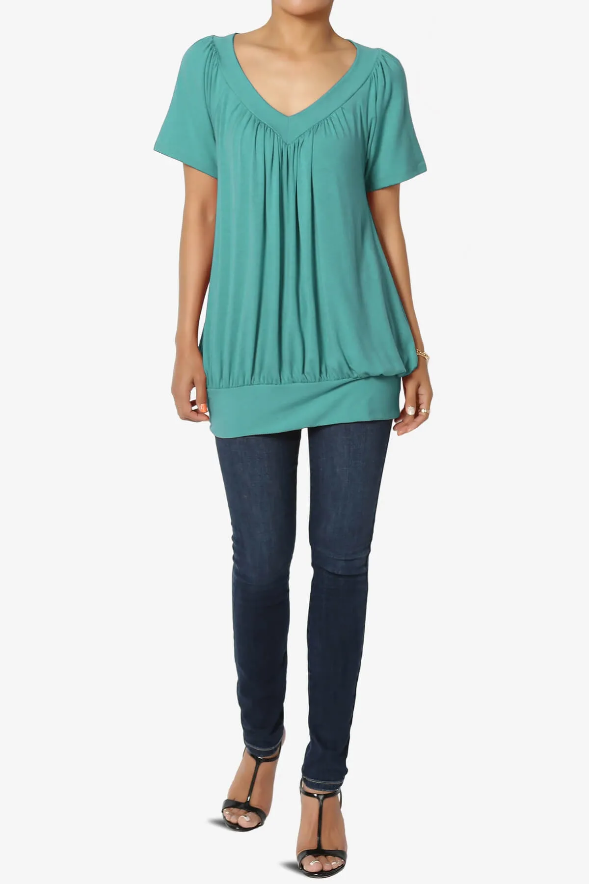 Rezume Shirred V-Neck Blouson Top PLUS