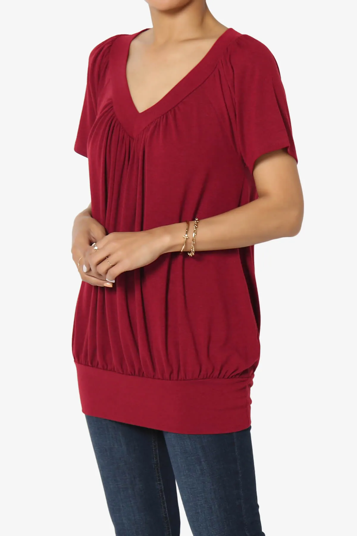 Rezume Shirred V-Neck Blouson Top PLUS