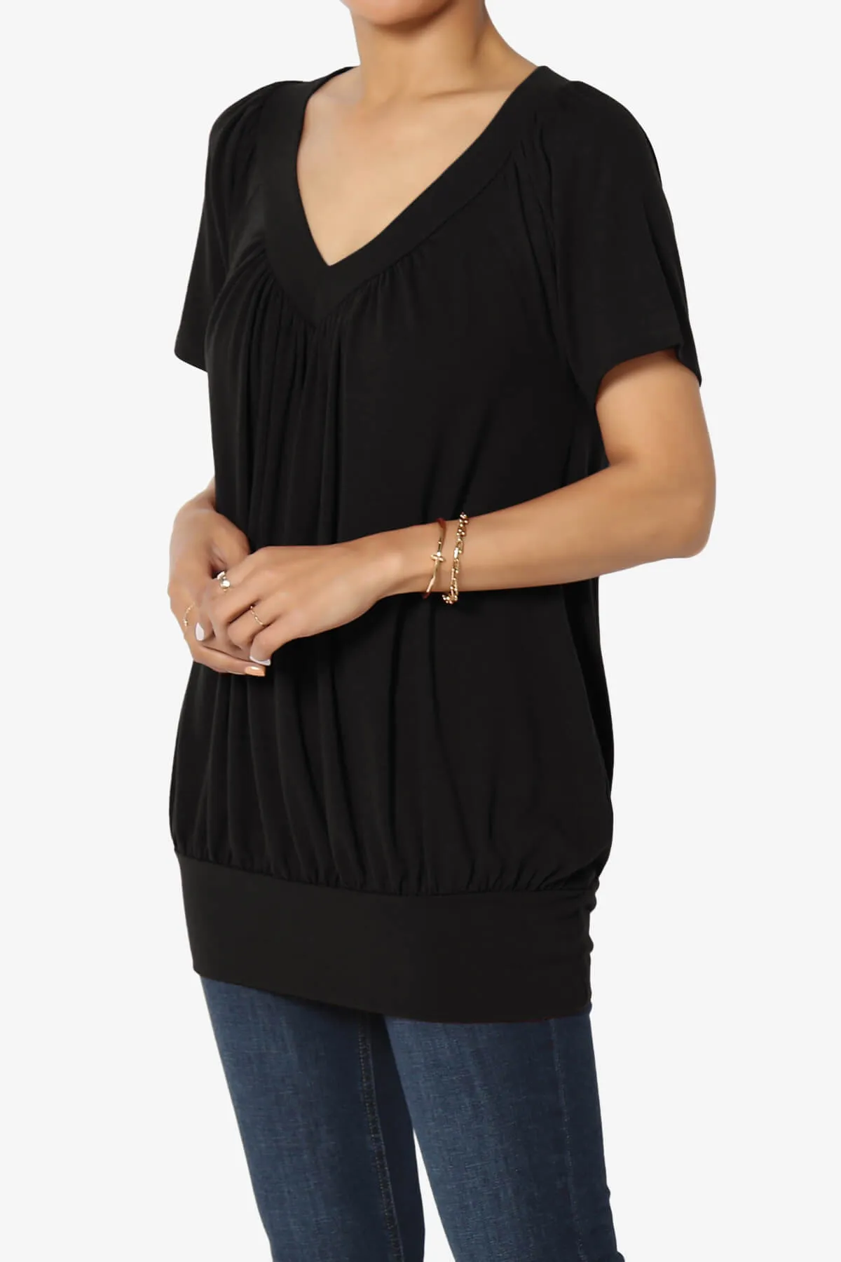Rezume Shirred V-Neck Blouson Top PLUS