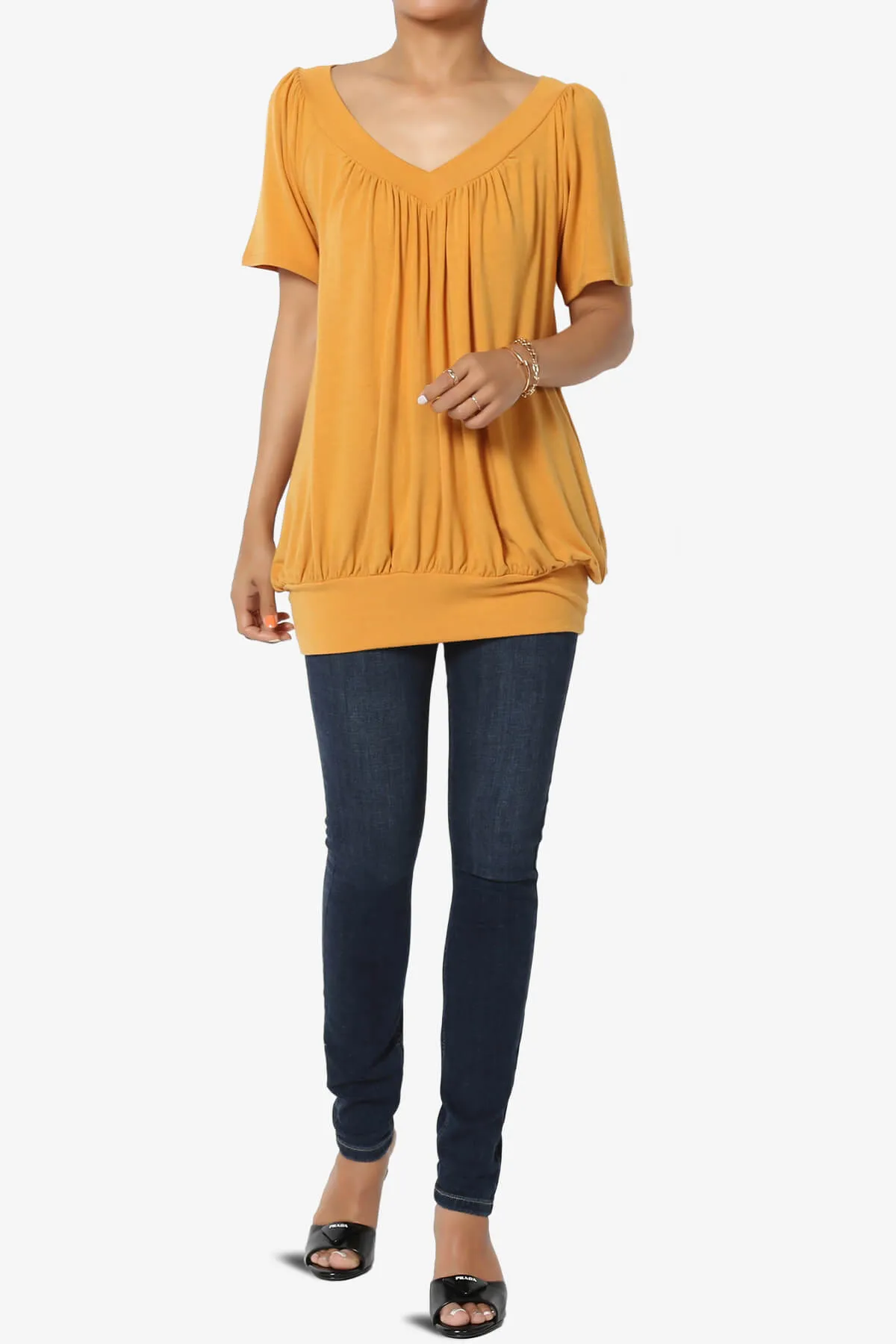 Rezume Shirred V-Neck Blouson Top PLUS