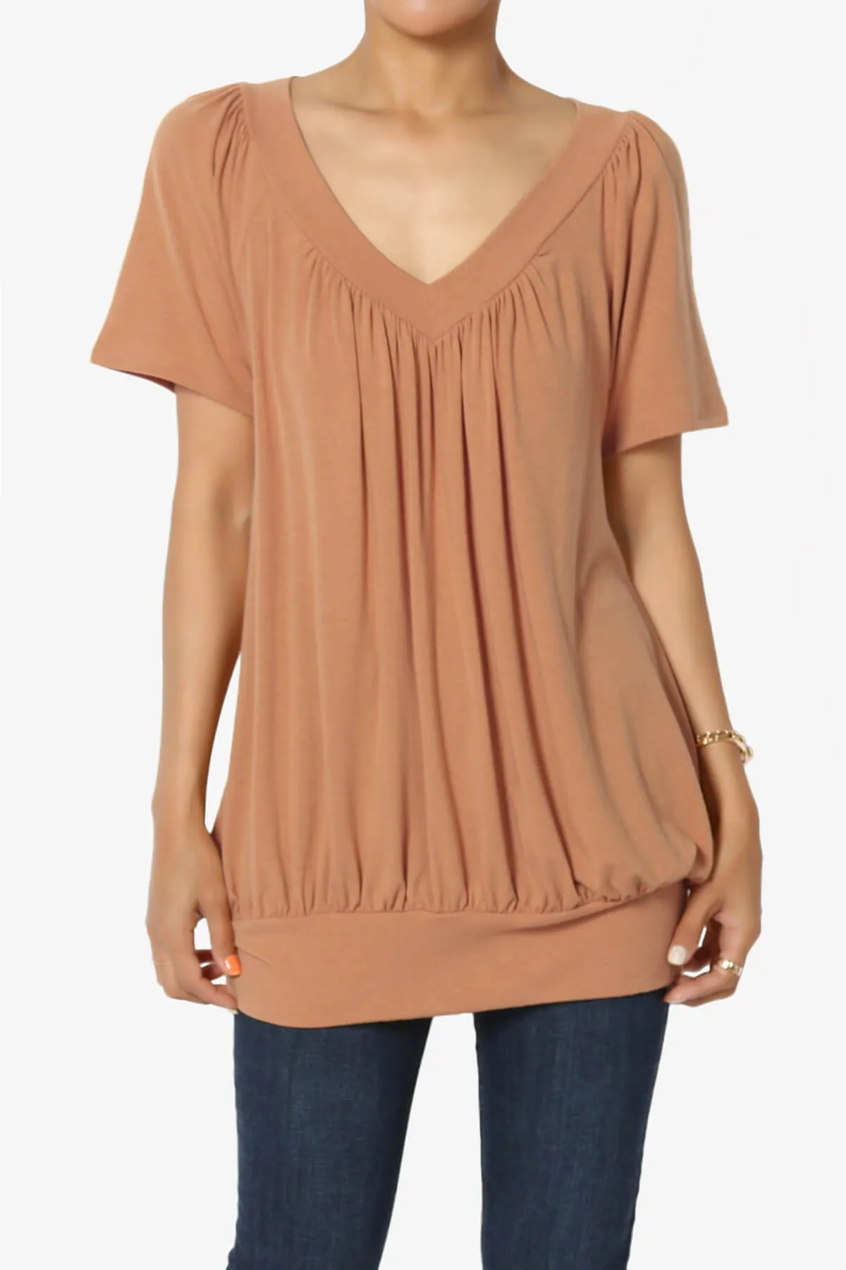 Rezume Shirred V-Neck Blouson Top PLUS