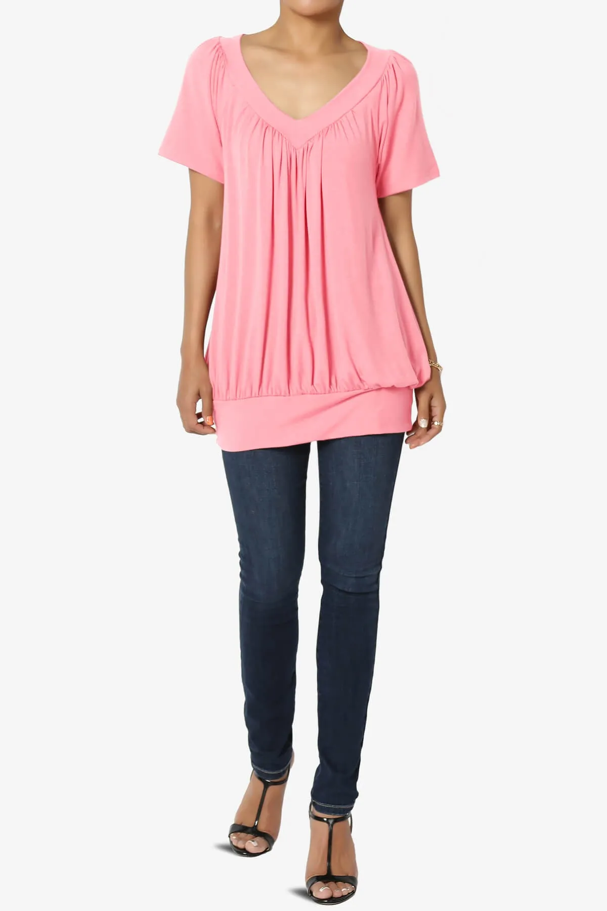 Rezume Shirred V-Neck Blouson Top PLUS