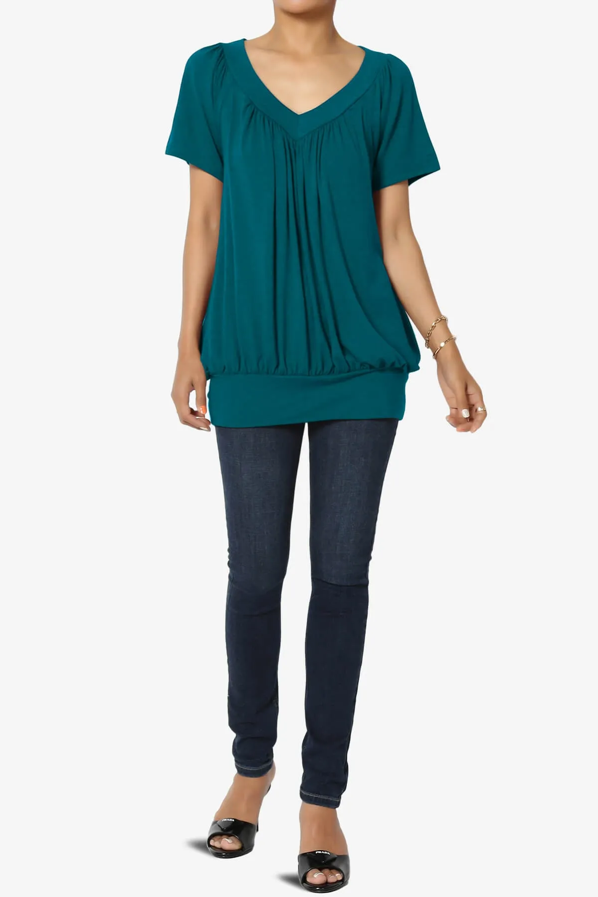 Rezume Shirred V-Neck Blouson Top PLUS