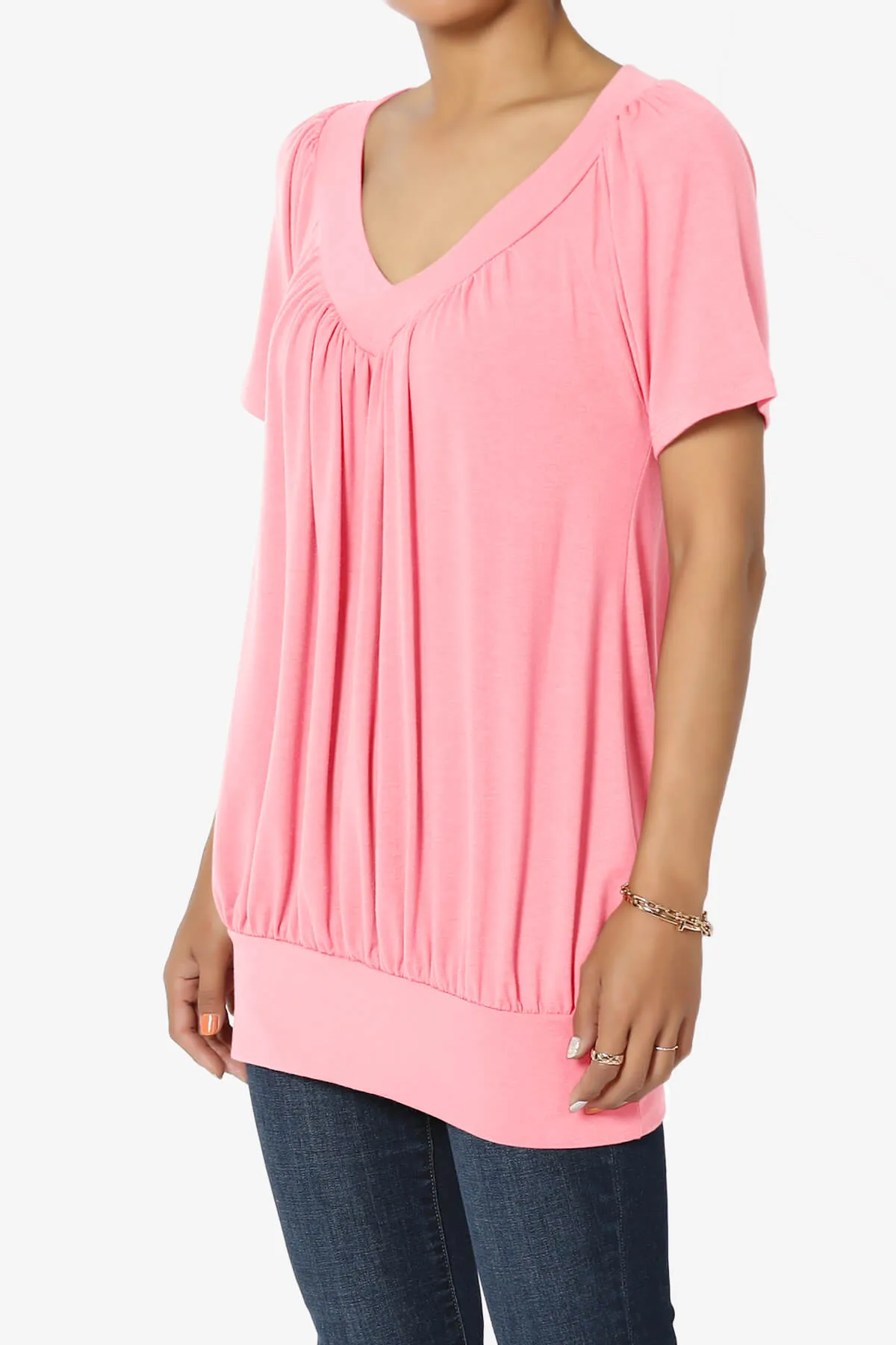 Rezume Shirred V-Neck Blouson Top PLUS