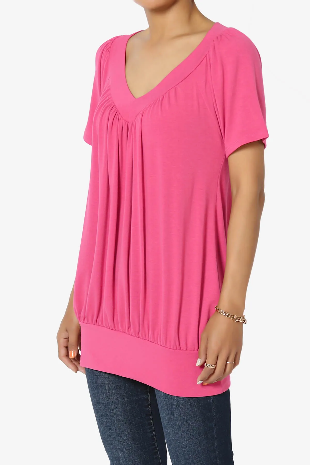Rezume Shirred V-Neck Blouson Top PLUS