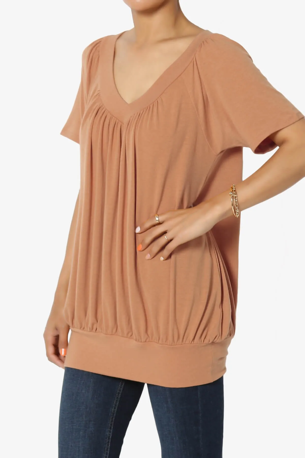Rezume Shirred V-Neck Blouson Top PLUS