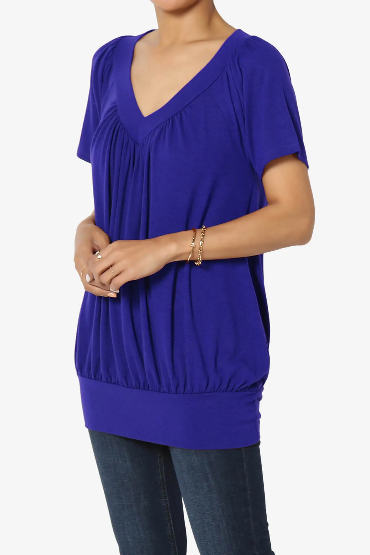 Rezume Shirred V-Neck Blouson Top PLUS