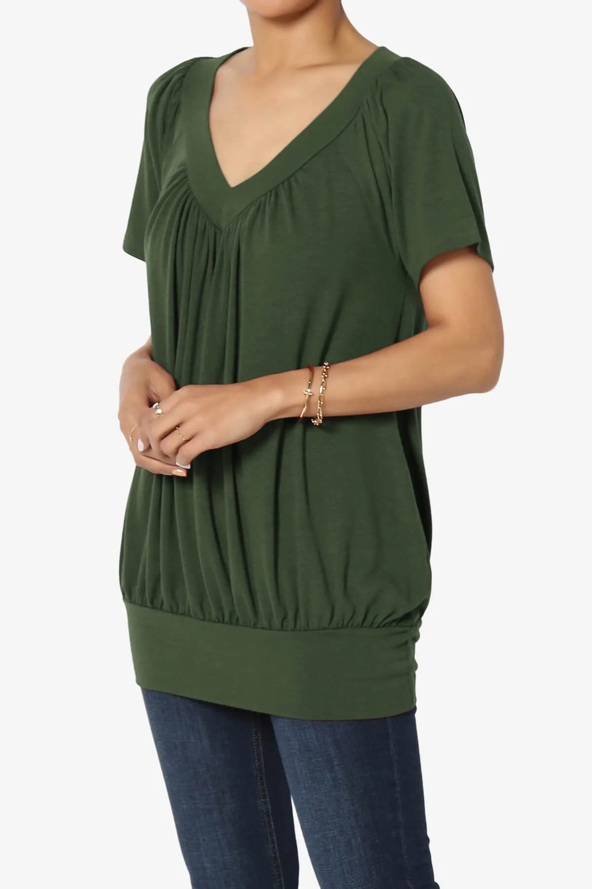 Rezume Shirred V-Neck Blouson Top PLUS
