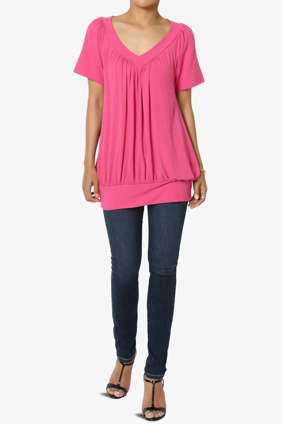 Rezume Shirred V-Neck Blouson Top PLUS