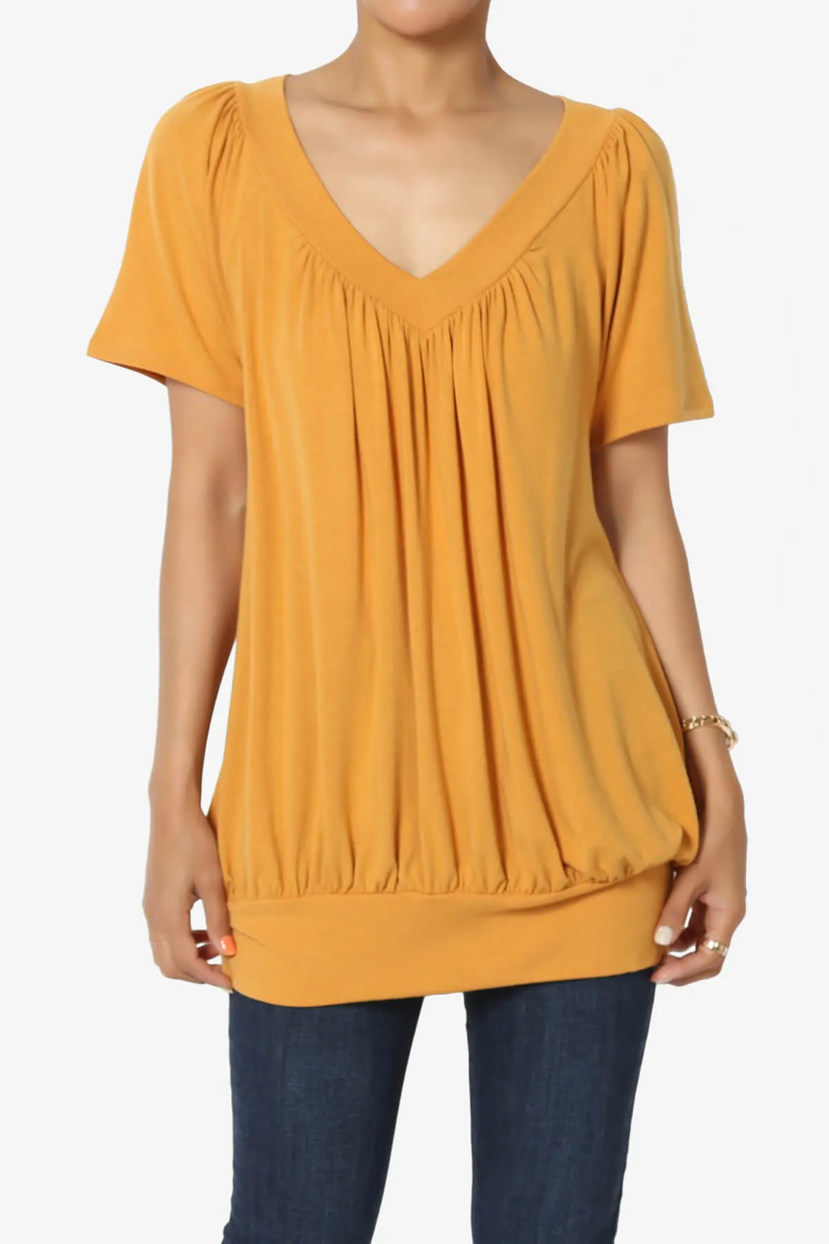Rezume Shirred V-Neck Blouson Top PLUS