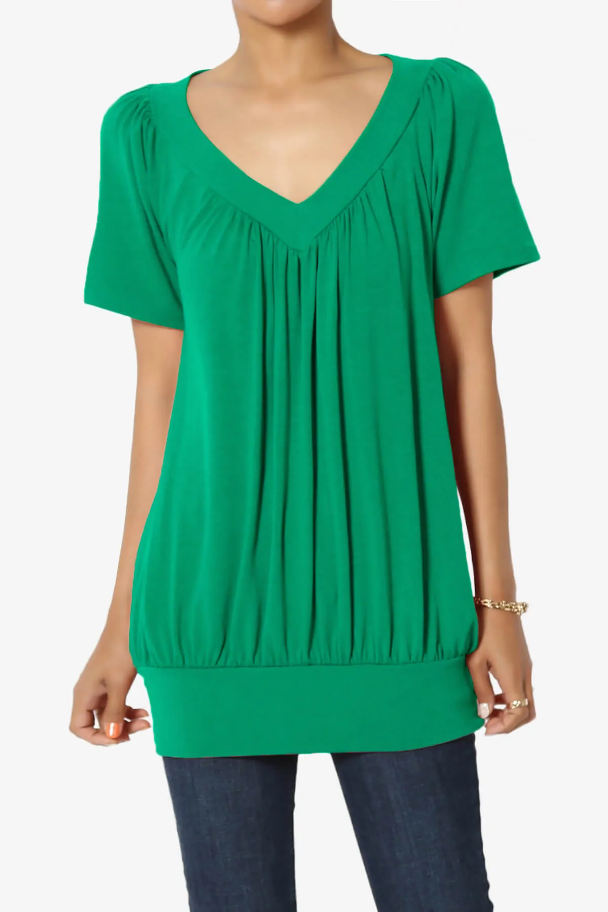 Rezume Shirred V-Neck Blouson Top PLUS