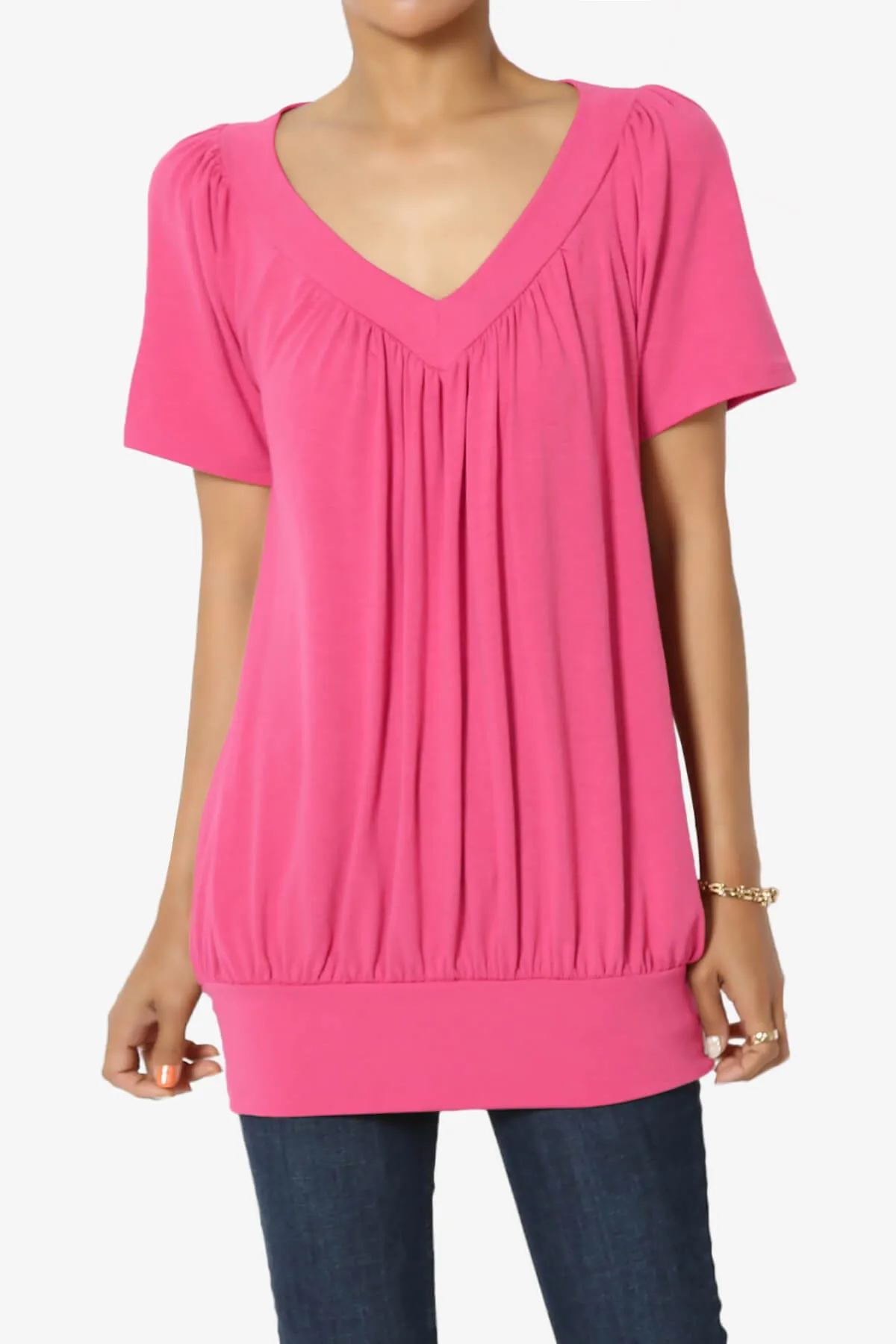 Rezume Shirred V-Neck Blouson Top PLUS