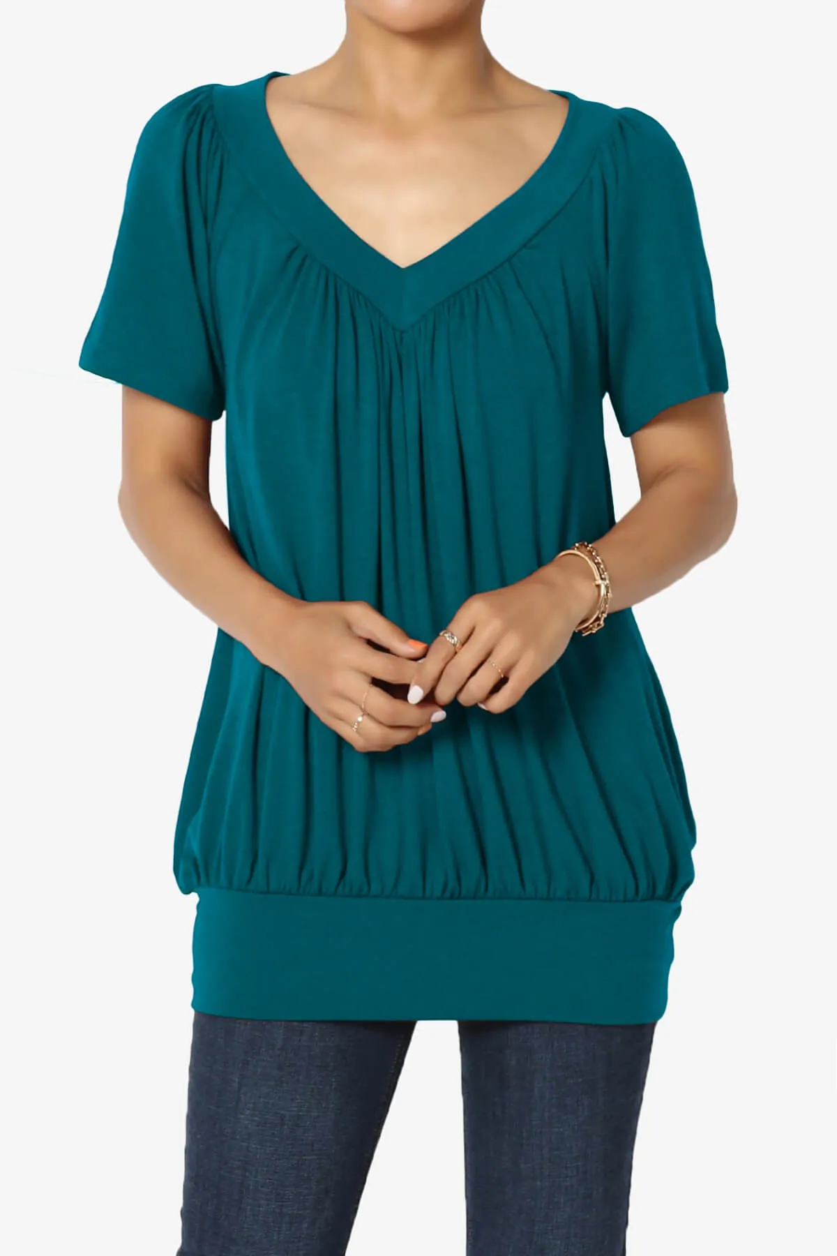 Rezume Shirred V-Neck Blouson Top PLUS