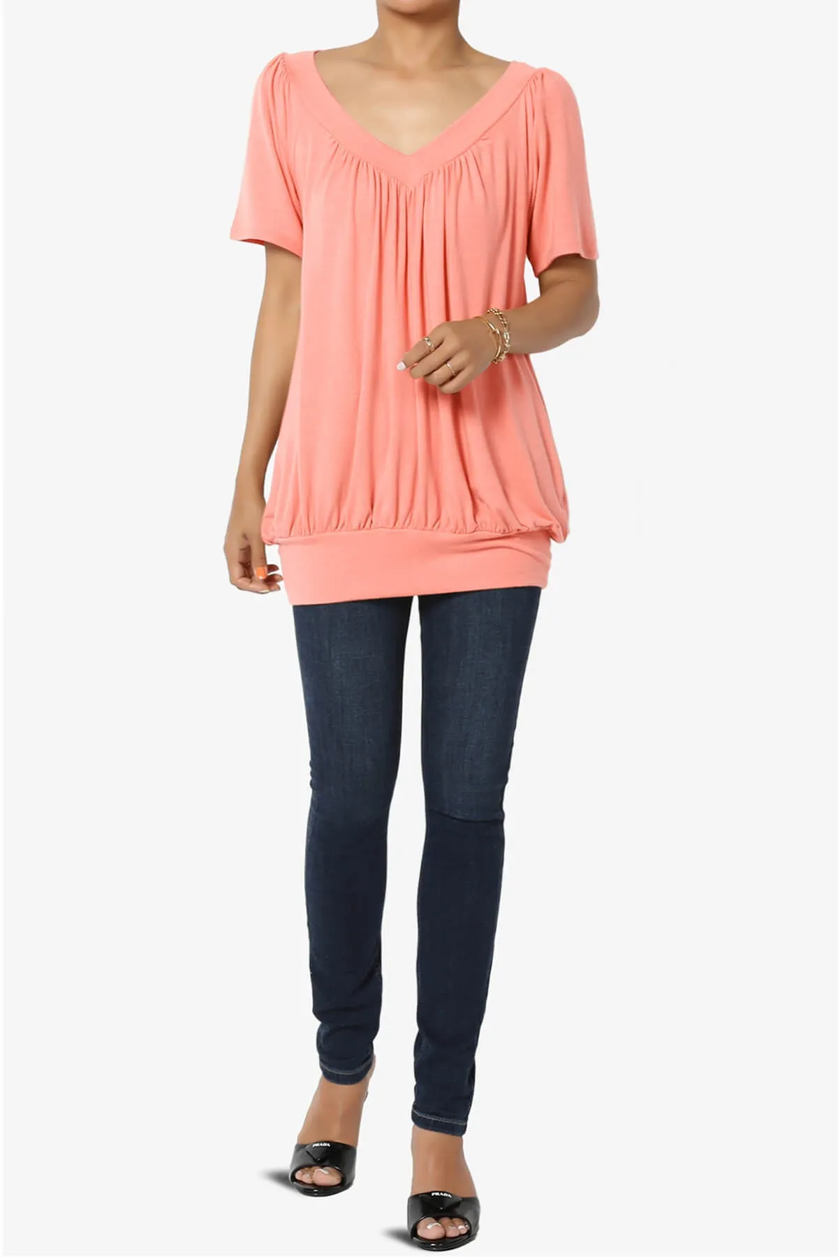 Rezume Shirred V-Neck Blouson Top PLUS