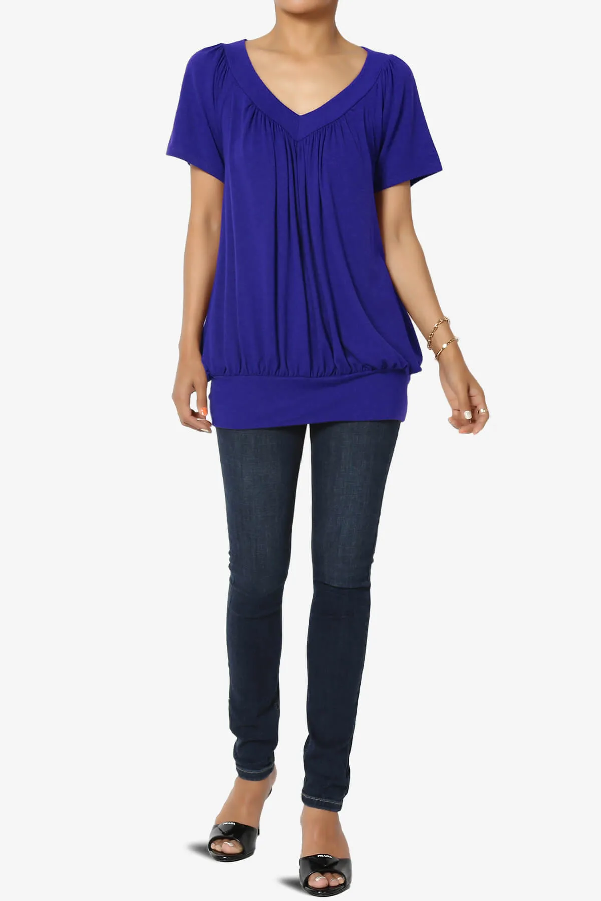 Rezume Shirred V-Neck Blouson Top PLUS