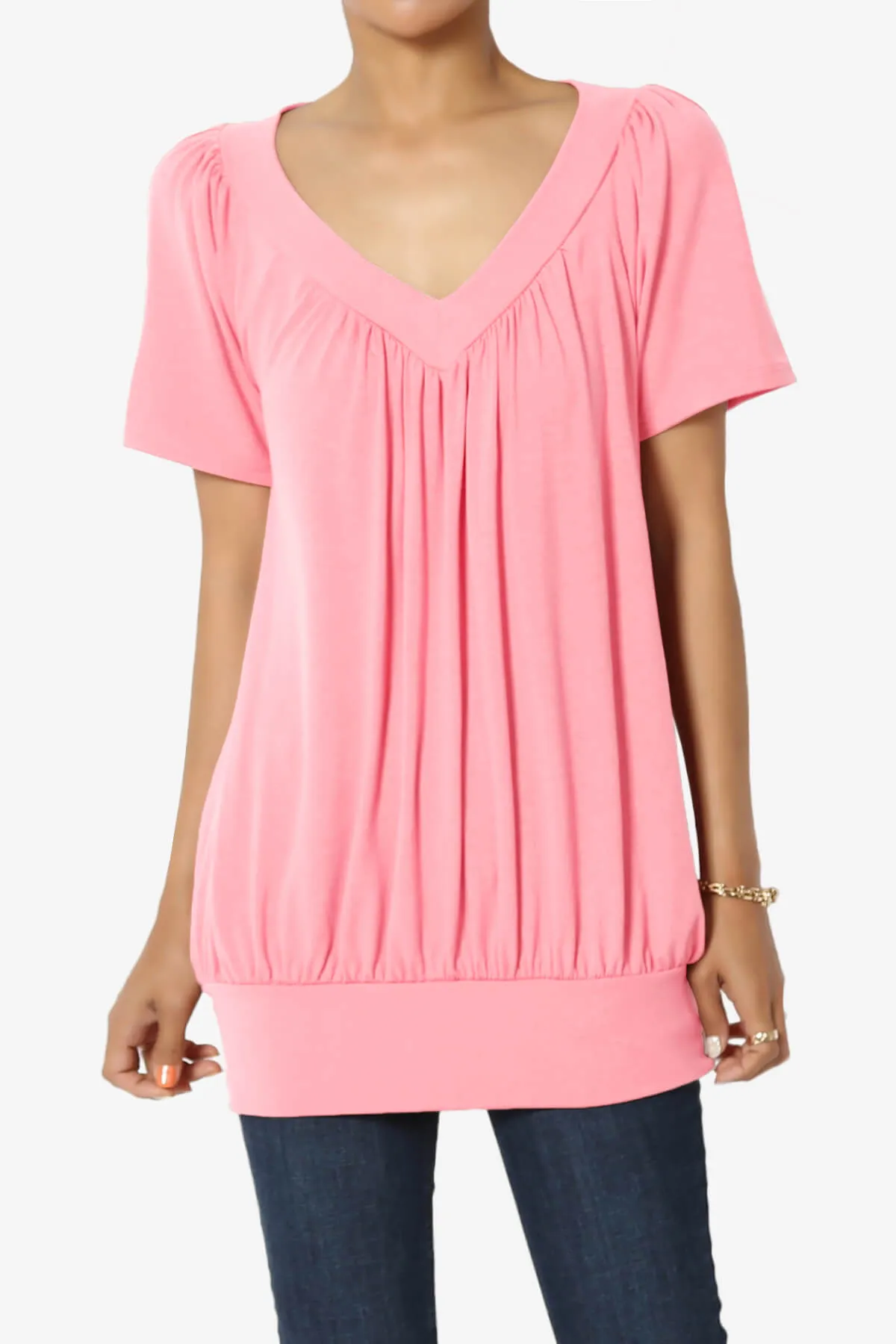 Rezume Shirred V-Neck Blouson Top PLUS