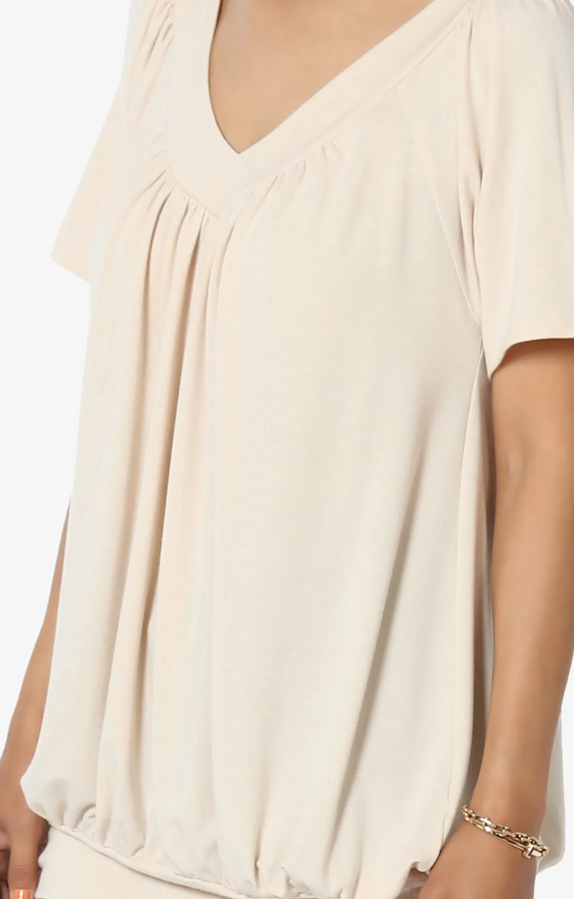 Rezume Shirred V-Neck Blouson Top