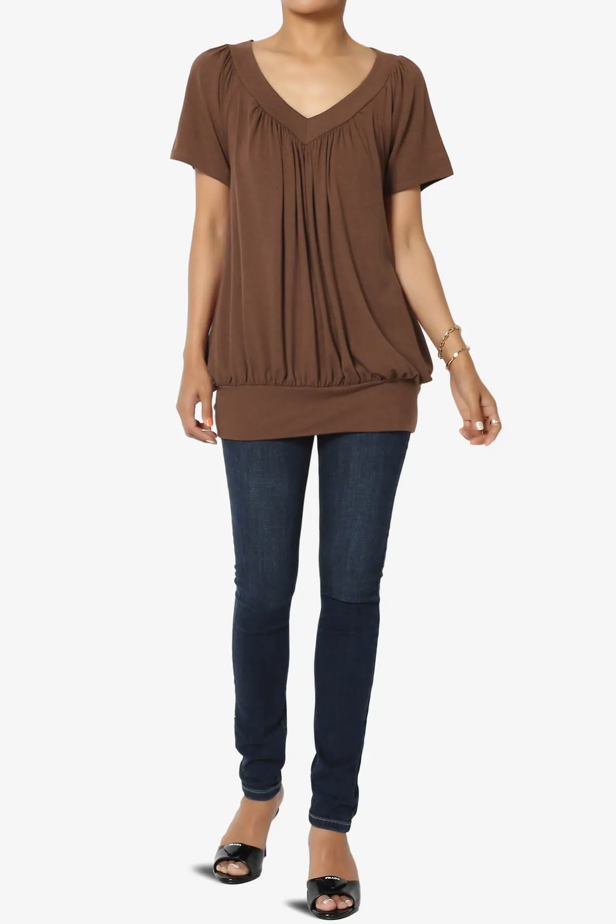 Rezume Shirred V-Neck Blouson Top