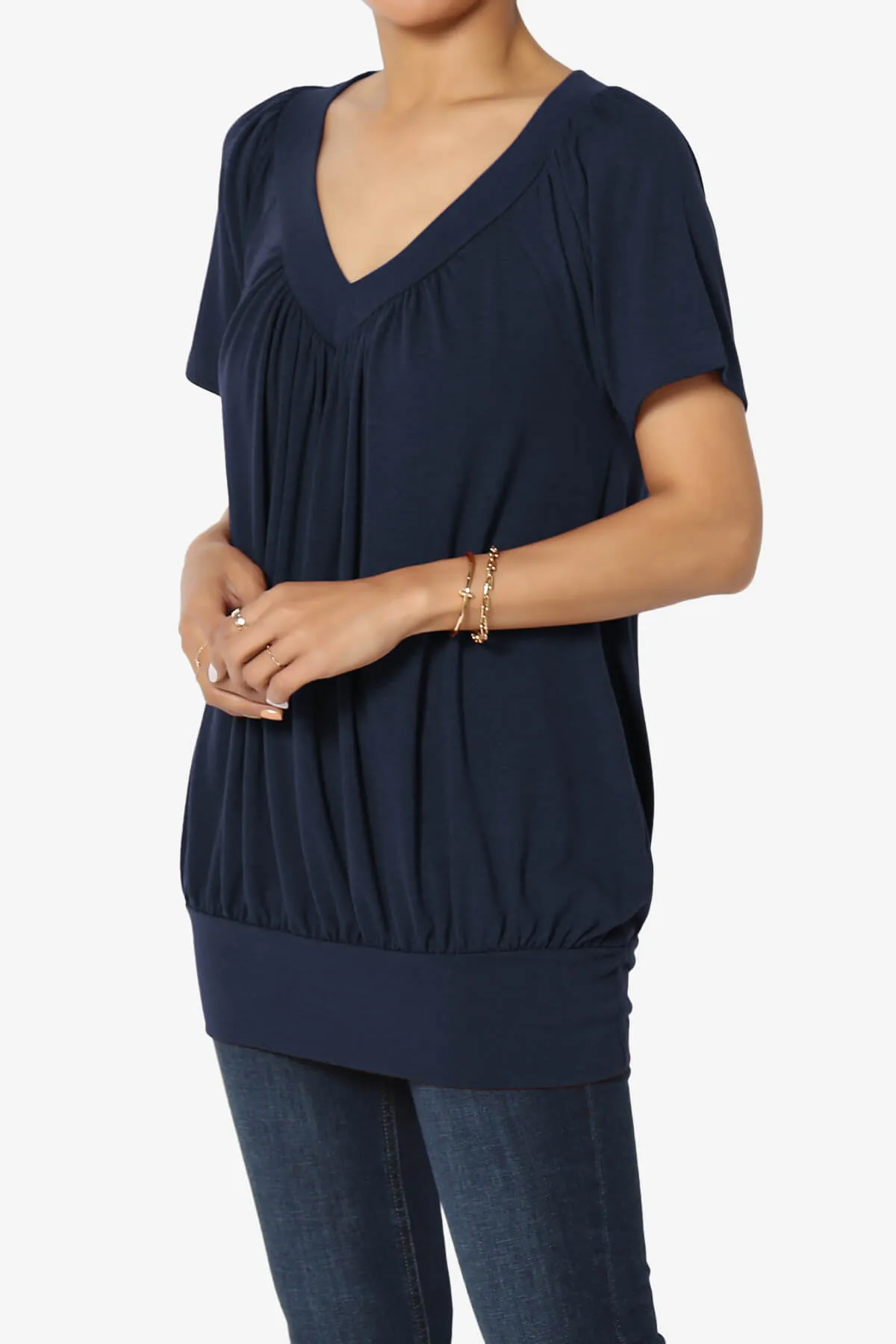 Rezume Shirred V-Neck Blouson Top