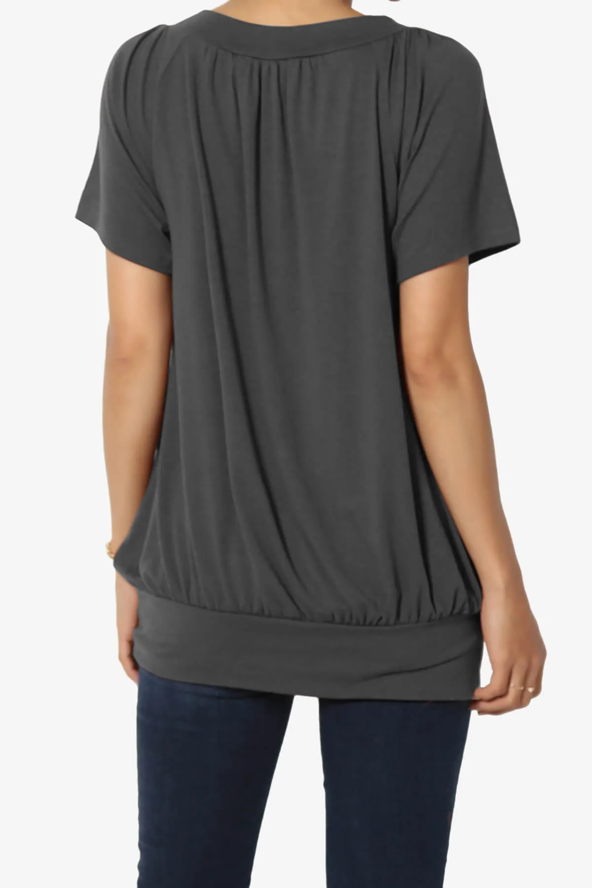 Rezume Shirred V-Neck Blouson Top