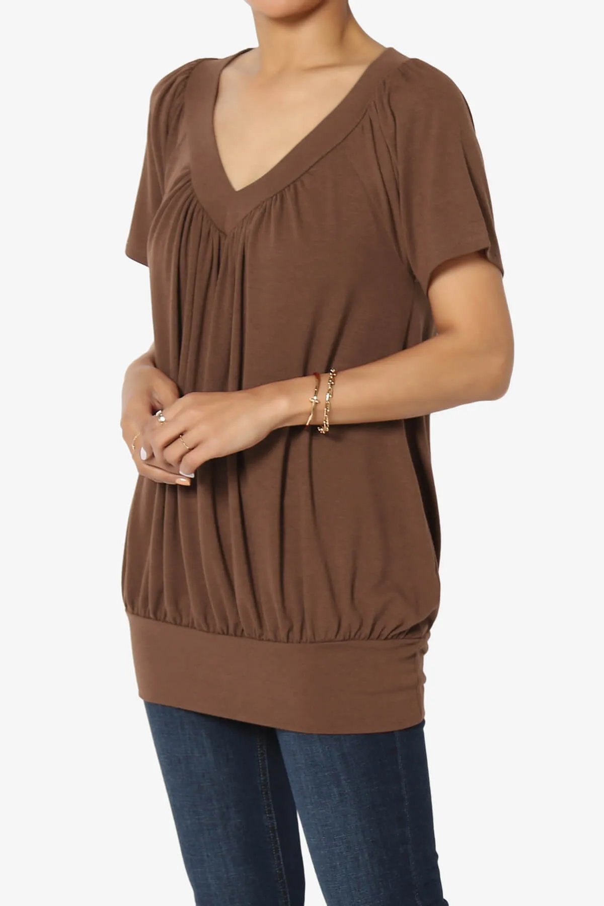 Rezume Shirred V-Neck Blouson Top