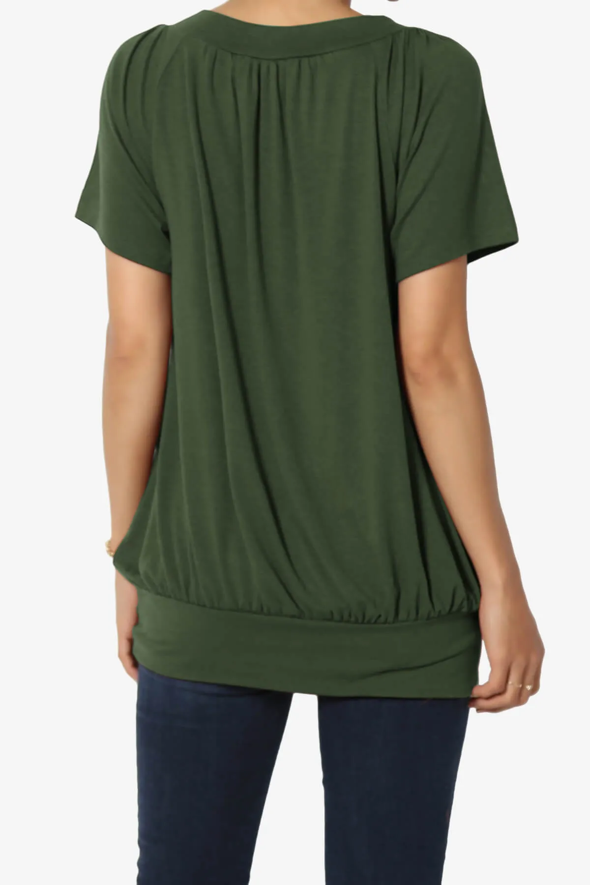 Rezume Shirred V-Neck Blouson Top