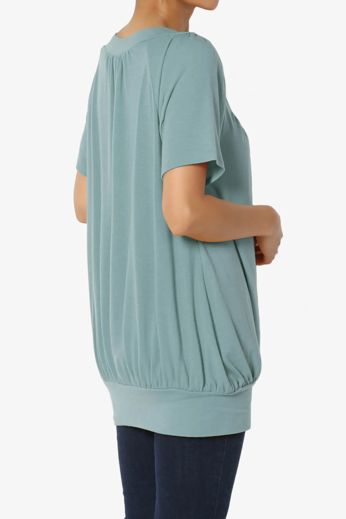 Rezume Shirred V-Neck Blouson Top