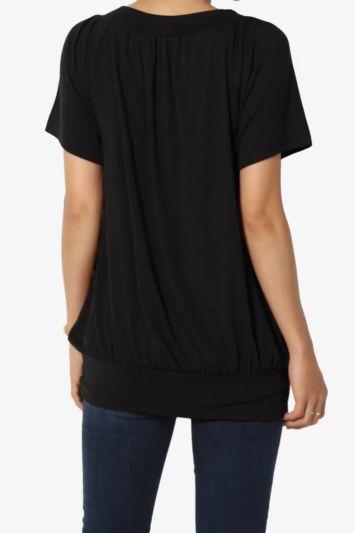 Rezume Shirred V-Neck Blouson Top