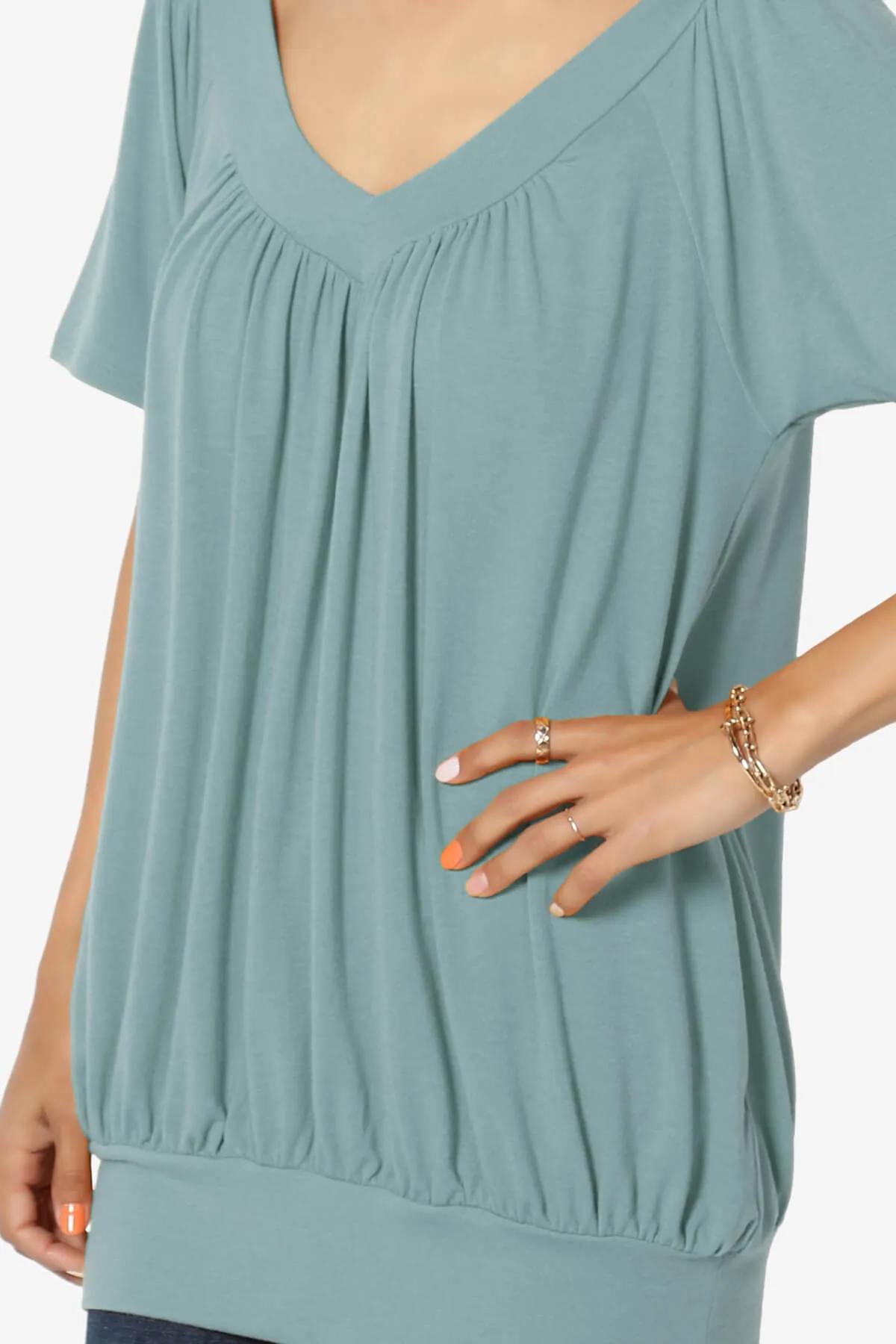 Rezume Shirred V-Neck Blouson Top