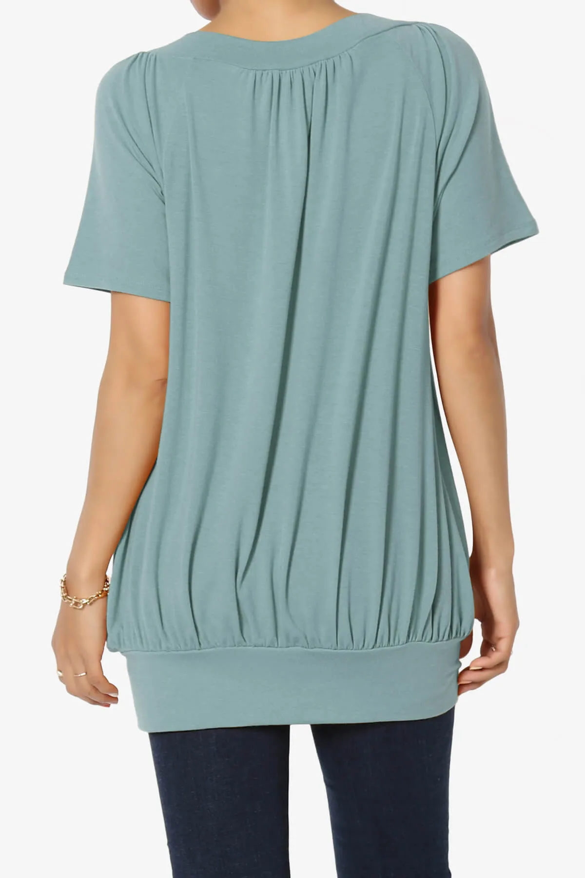 Rezume Shirred V-Neck Blouson Top