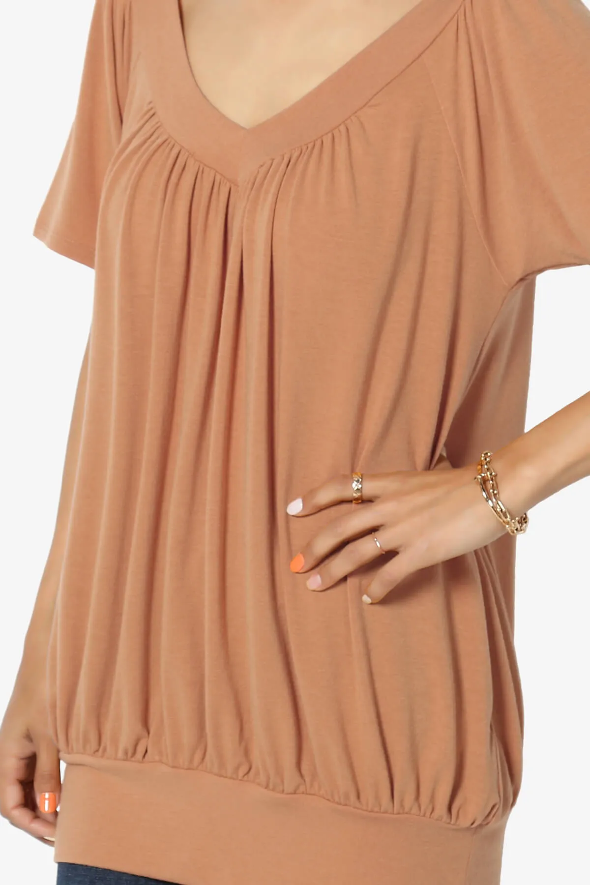 Rezume Shirred V-Neck Blouson Top