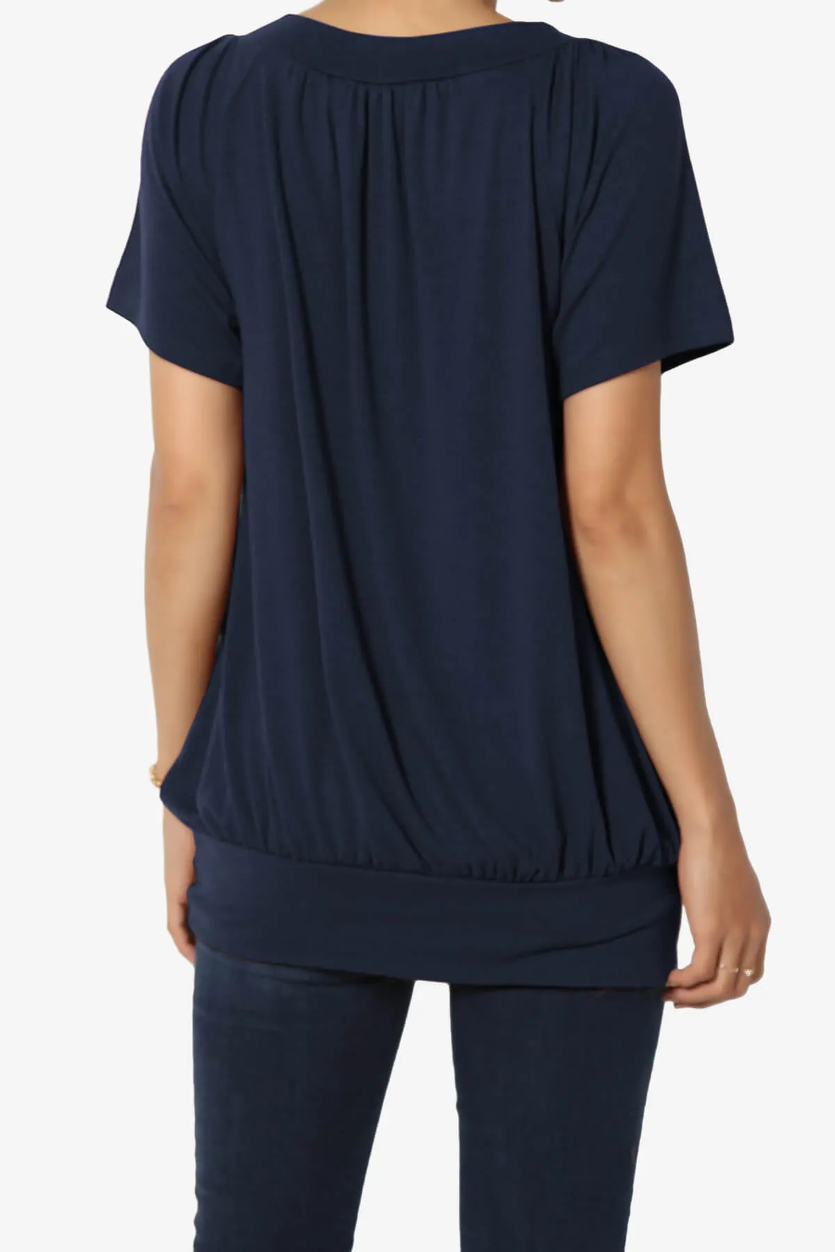 Rezume Shirred V-Neck Blouson Top