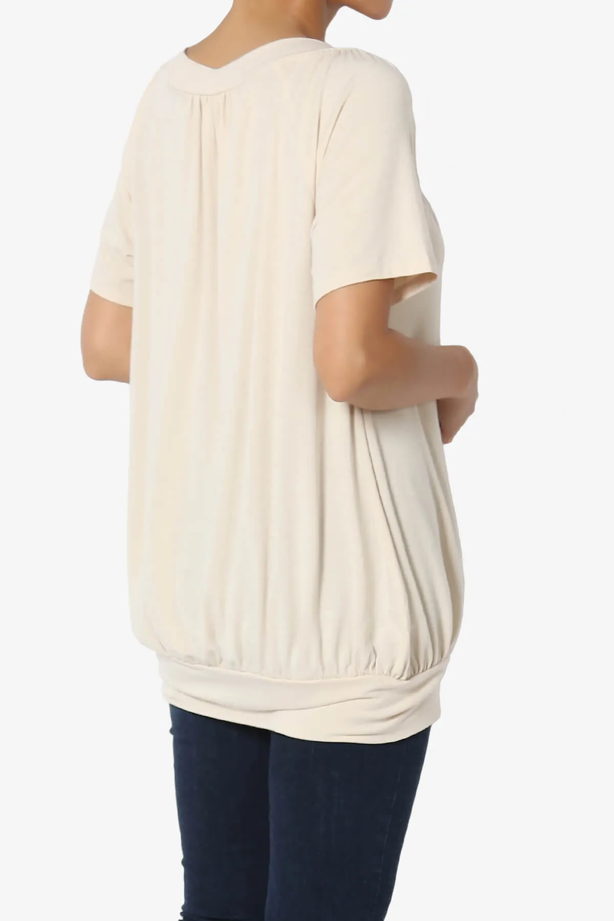 Rezume Shirred V-Neck Blouson Top