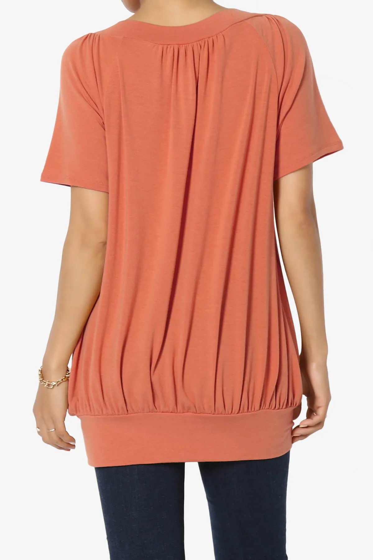 Rezume Shirred V-Neck Blouson Top