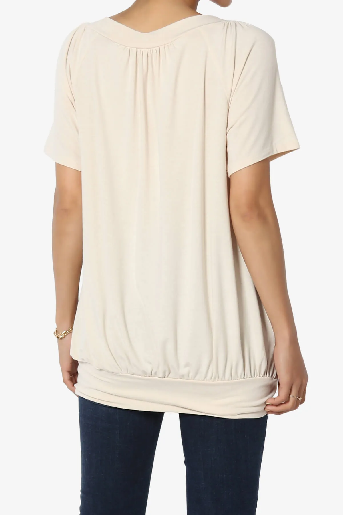 Rezume Shirred V-Neck Blouson Top