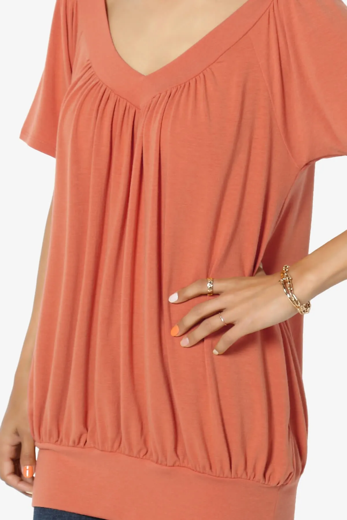 Rezume Shirred V-Neck Blouson Top