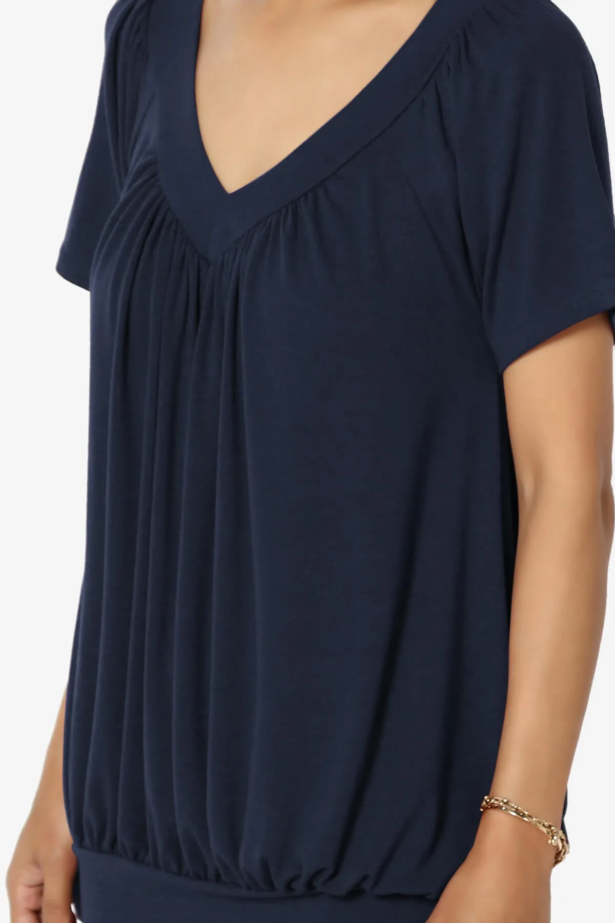 Rezume Shirred V-Neck Blouson Top
