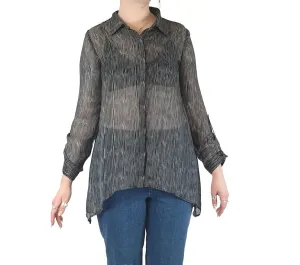 Ridley Black and white striped semi-sheer shirt size 12
