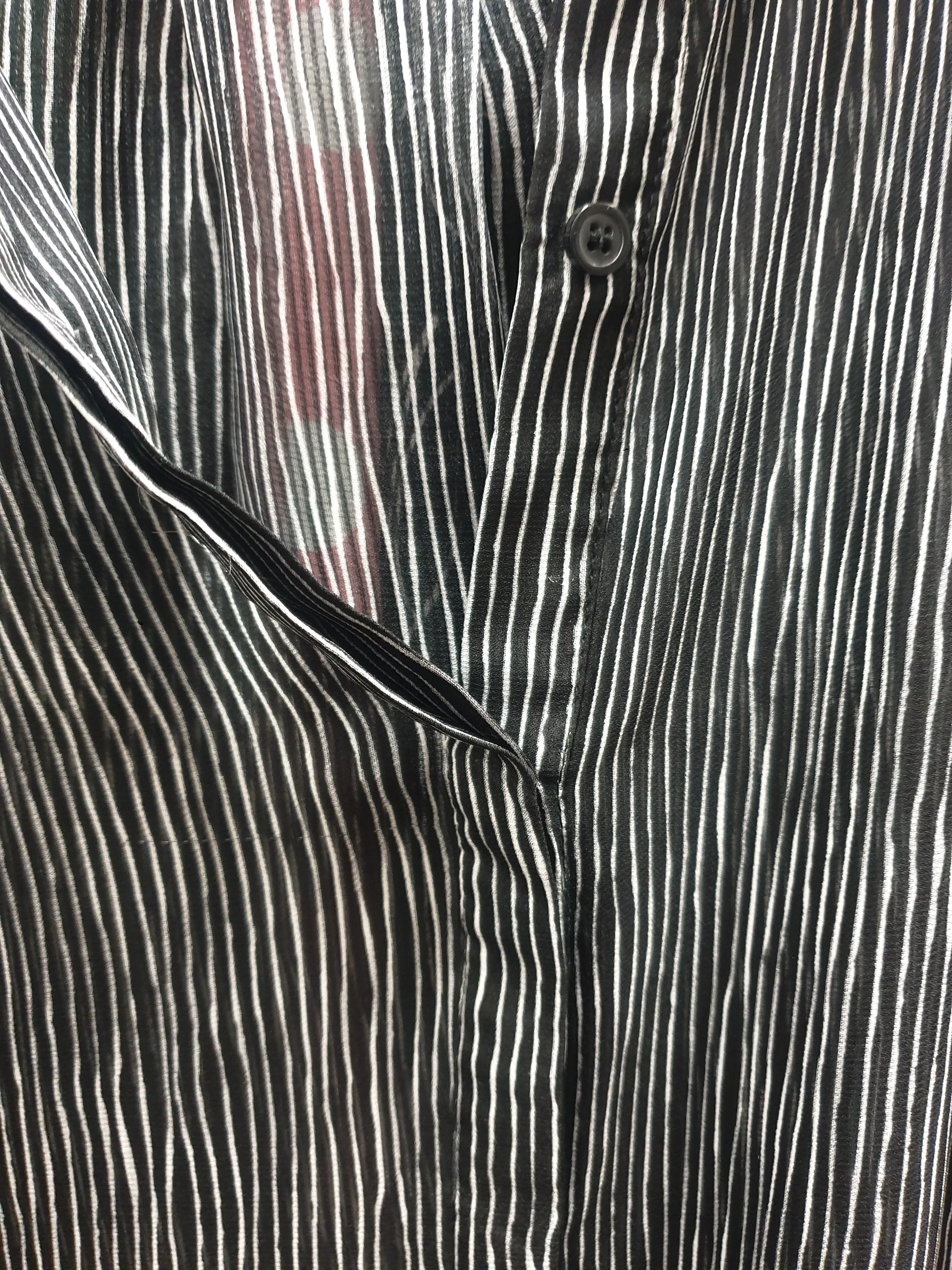 Ridley Black and white striped semi-sheer shirt size 12