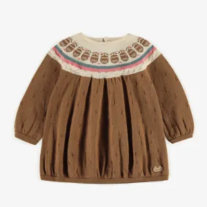 Robe de maille brune imitation cachemire, naissance || Brown knit dress with a cashmere imitation, newborn