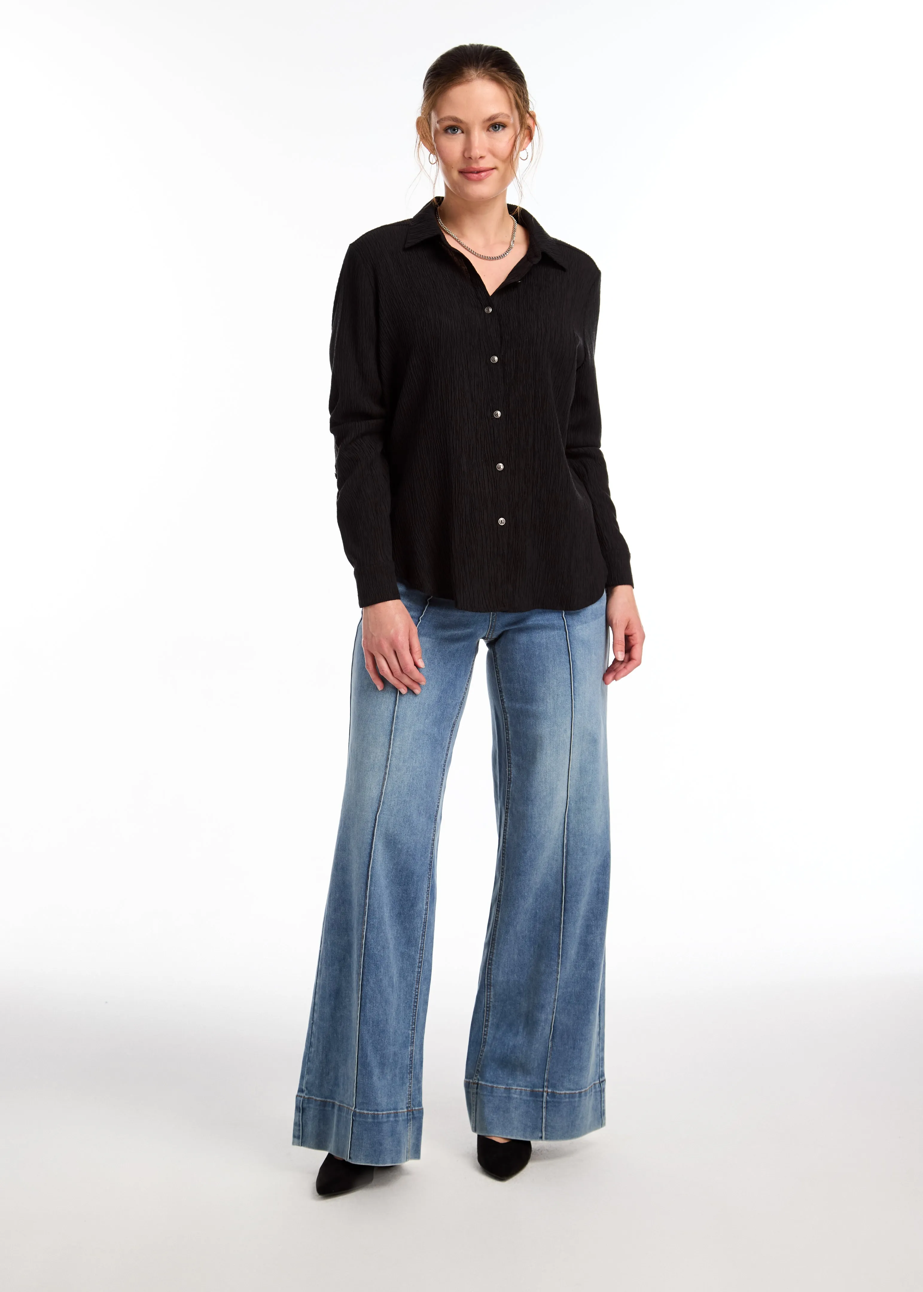 ROLL SLEEVE CRINKLE SHIRT