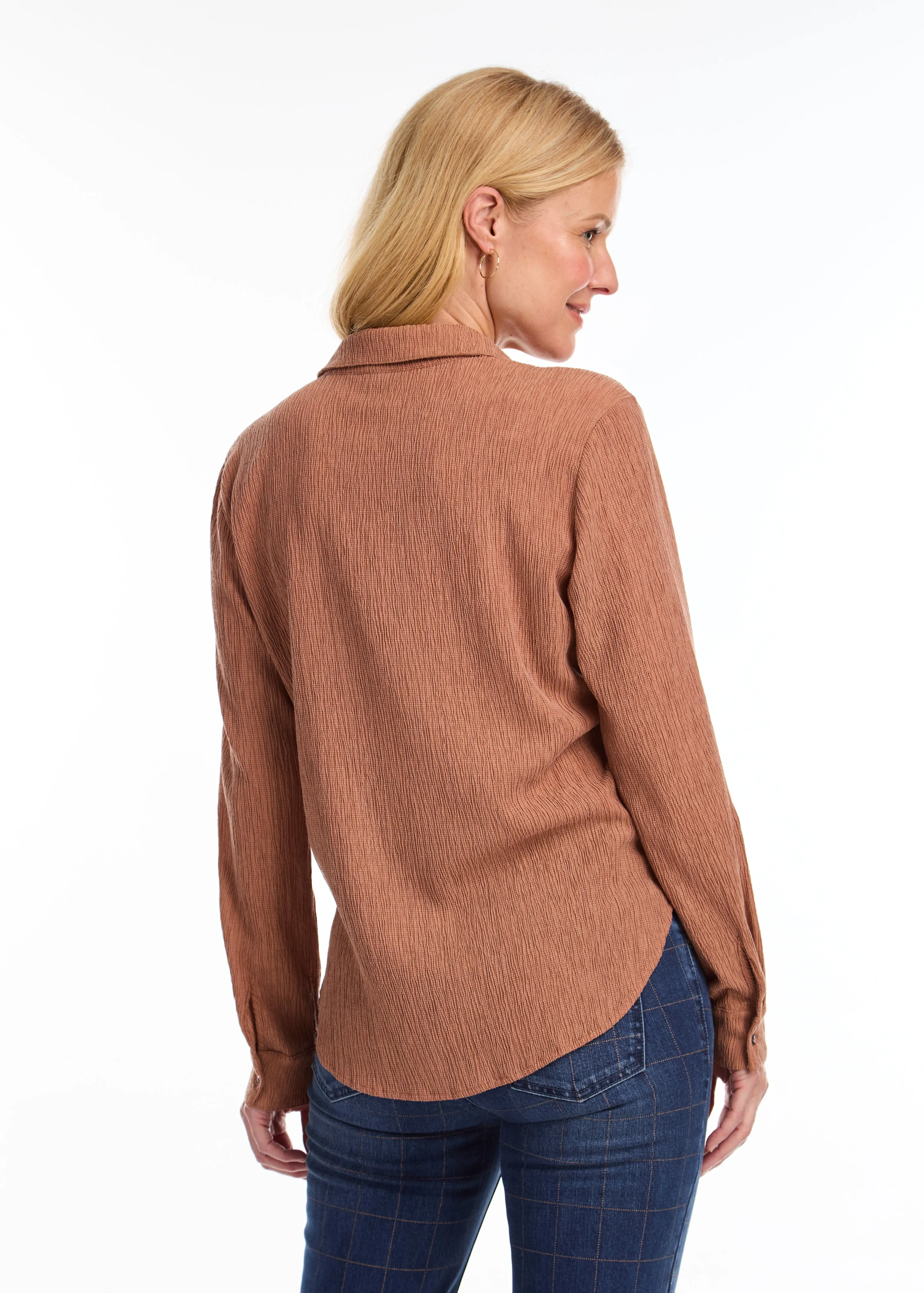 ROLL SLEEVE CRINKLE SHIRT