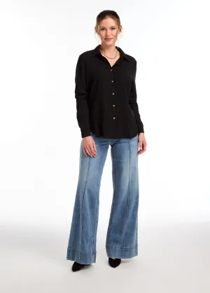 ROLL SLEEVE CRINKLE SHIRT